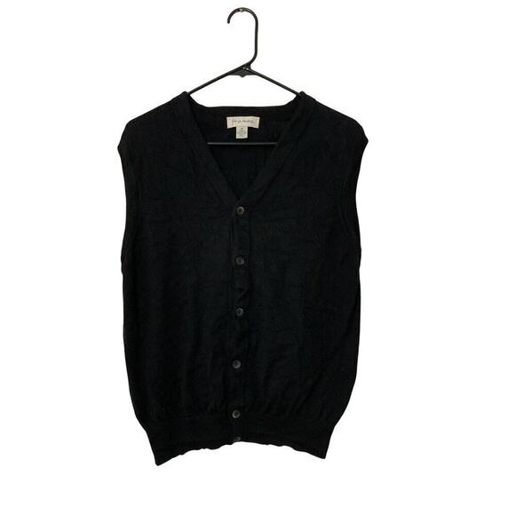 John W. Nordstrom Merino Wool Button Front Black Vest Sz Medium Office Siren - Picture 2 of 8